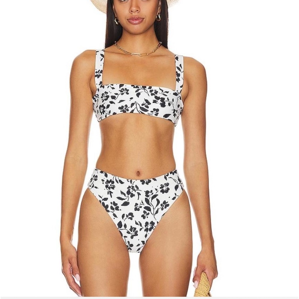 Lovers + Friends high waisted bikini bottoms and straight top